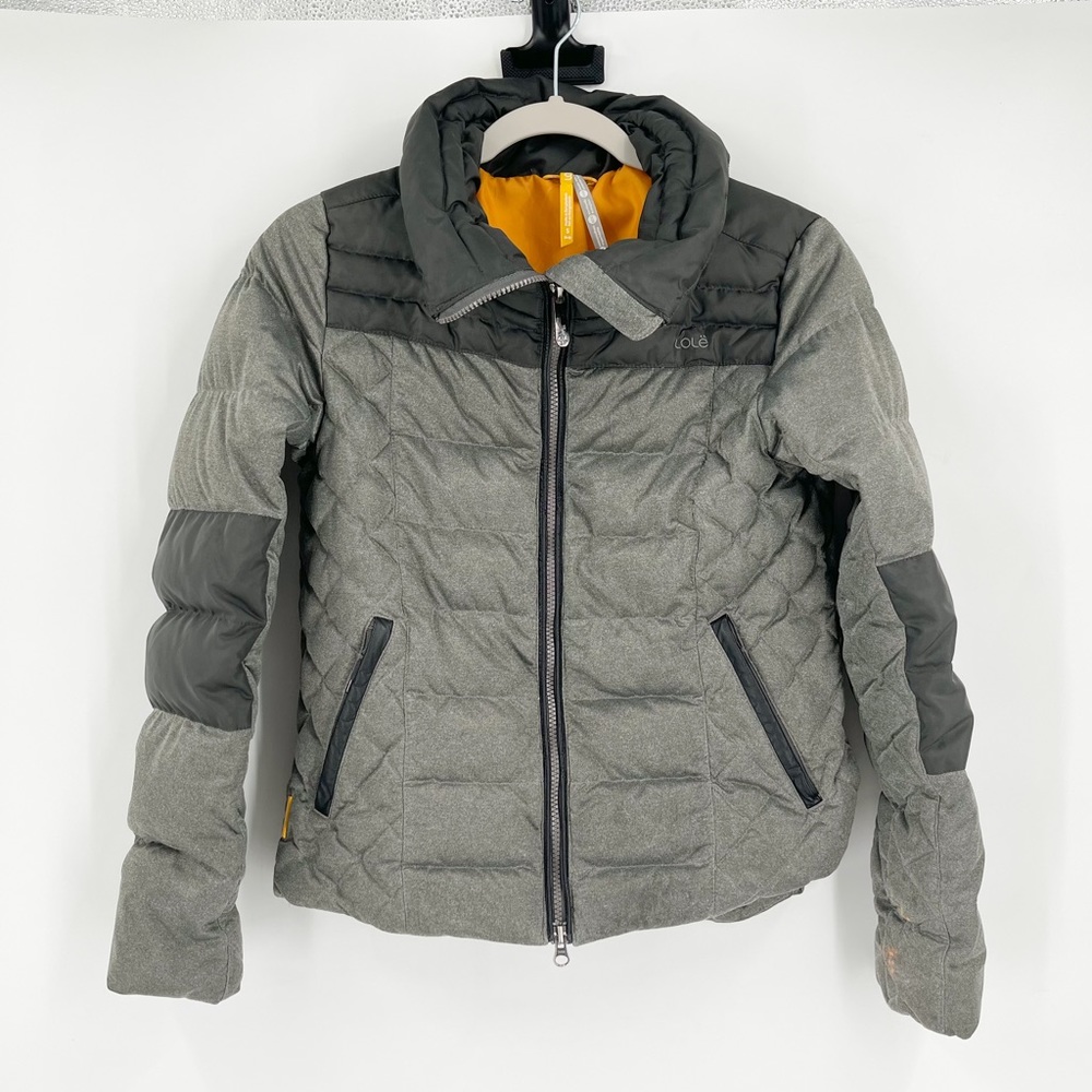 Lole Down / Feather Filled Puffer Zip Up Jacket Gray Black Women’s Size Small